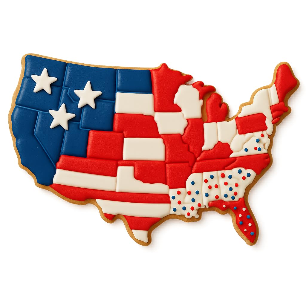 Mighty Gadget Realistic Detailed United States Map Cookie Cutter - Easy Push Design, Ideal for Geography Enthusiasts, Education, and Celebrations (3.25 x 4.75 inches)