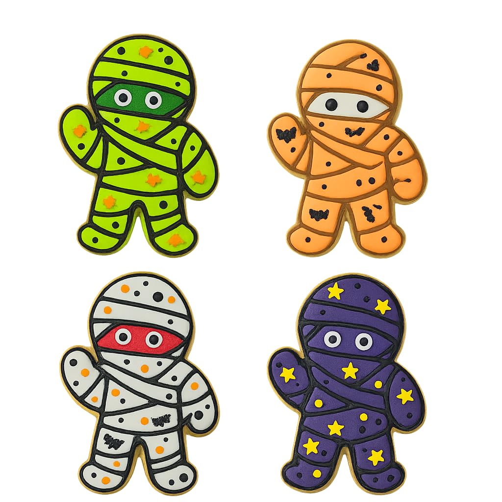 Mighty Gadget Mummy Man Cookie Cutter & Stamp - 4x2.8" Spooky Fun for Halloween Baking (Random Color)