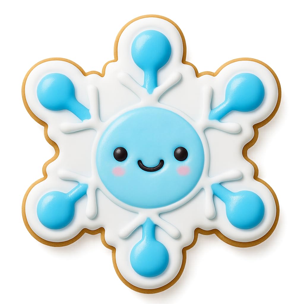 Kawaii Snowflake Smiley Cookie Cutter - 4x3.43" Fun Winter Baking Tool