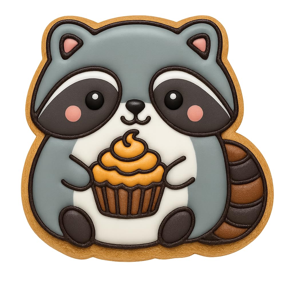 Kawaii Raccoon Cupcake Cookie Cutter - 4x3.8" Fun Kids Party Baking