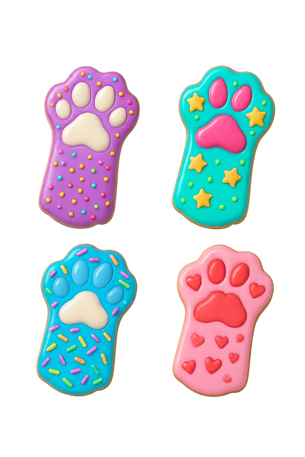 Mighty Gadget Kitty Paw Cookie Cutter & Stamp - 4x2.5" Cute Animal Design for Pet Lovers Baking (Random Color)