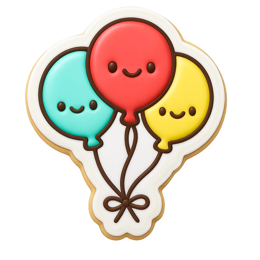 Kawaii Smiling Balloons Cookie Cutter - 4x3.37" Fun Kids Birthday Baking