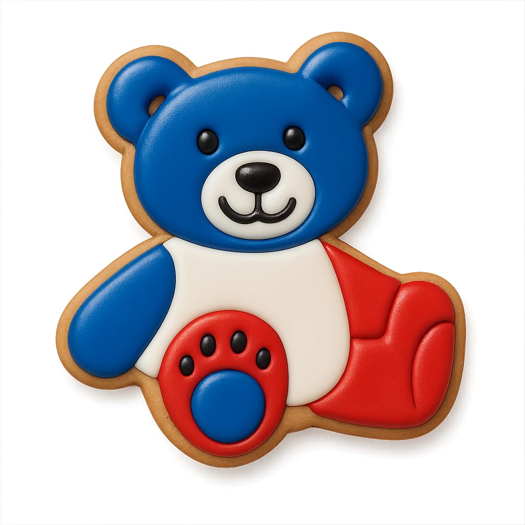 Adorable Teddy Bear Cookie Cutter & Stamp Set - 4" Tall (Random Color)