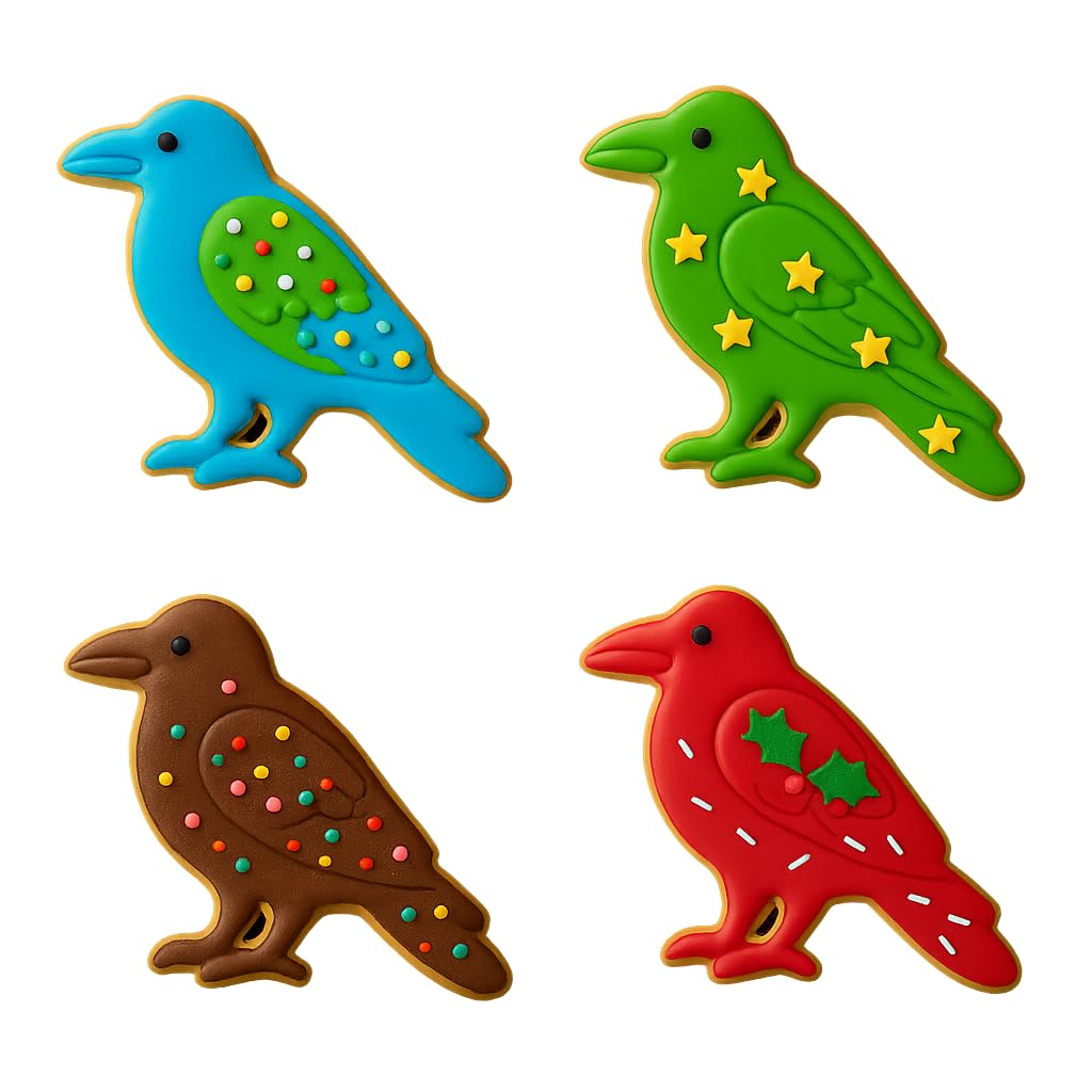 Mighty Gadget Raven Bird Cookie Cutter & Stamp - 4x2.5" Elegant Design for Halloween Treats (Random Color)