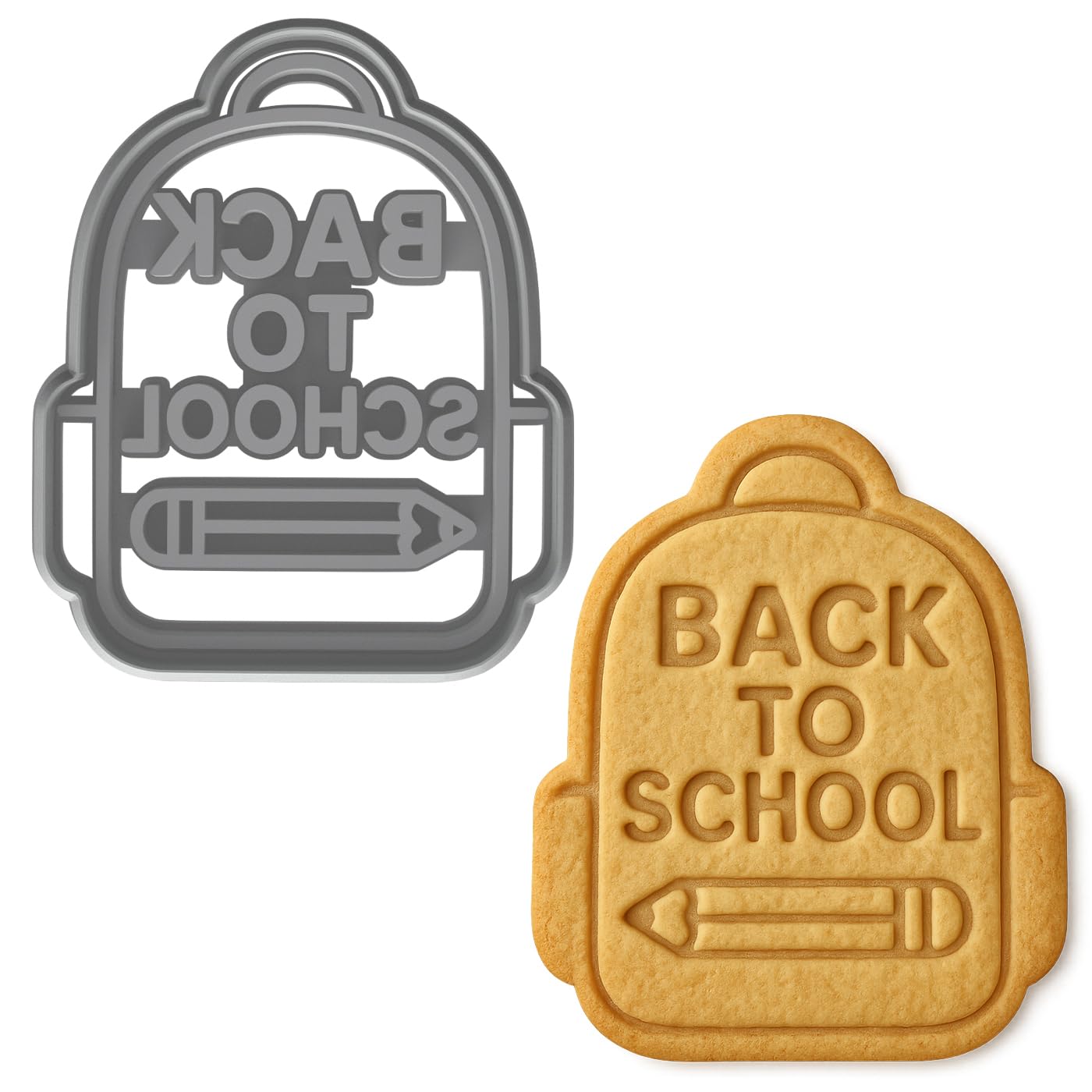 Mighty Gadget Back to School Backpack Cookie Cutter & Stamp - 4x3.2" Fun Design for Kids Baking & School Parties (Random Color)