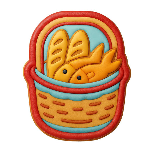 Loaves & Fishes Basket Style 2 Cookie Cutter - 4x3.36" Premium Baking Tool