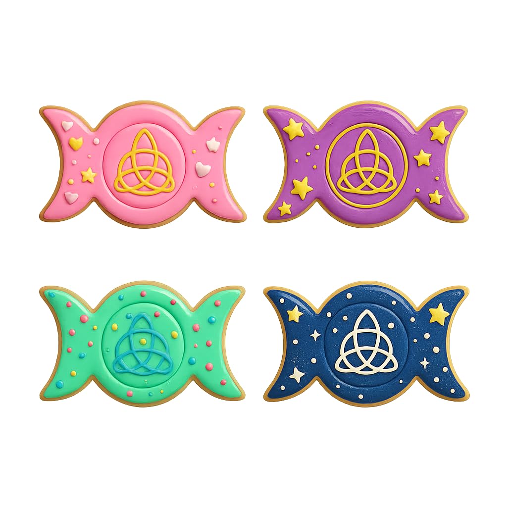 Mighty Gadget Triple Goddess Triquetra Cookie Cutter & Stamp - 4x2.2" Mystical Design for Spiritual Baking (Random Color)