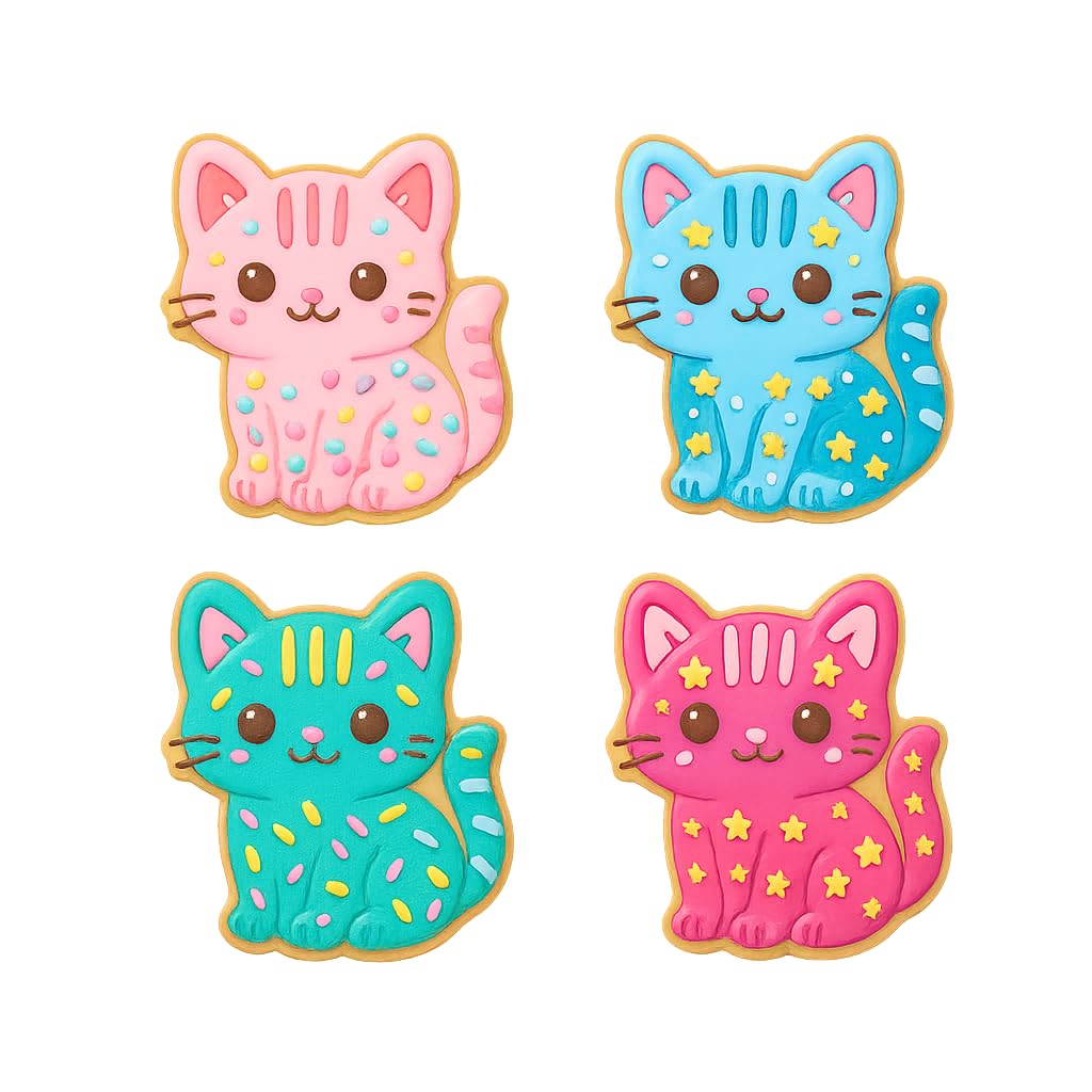 Kawaii Bengal Cat Cookie Cutter & Stamp 4x3.48" for Baking Fondant Clay Gifts
