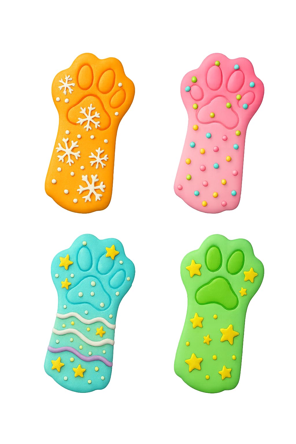 Mighty Gadget Kitty Paw Cookie Cutter & Stamp - 4x2.5" Cute Animal Design for Pet Lovers Baking (Random Color)