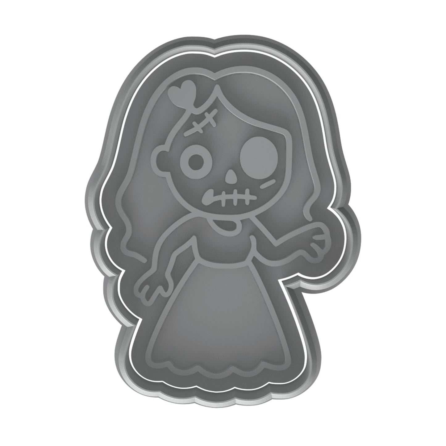 Mighty Gadget Zombie Bride Cookie Cutter & Stamp - 4x2.8" Spooky Design for Halloween Baking (Random Color)