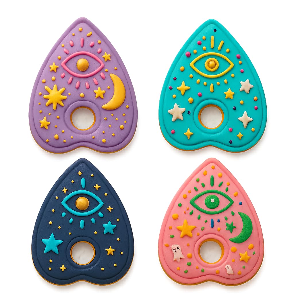 Mighty Gadget Planchette with Evil Eye Cookie Cutter & Stamp - 4x2.5" Mysterious Design for Occult Baking (Random Color)