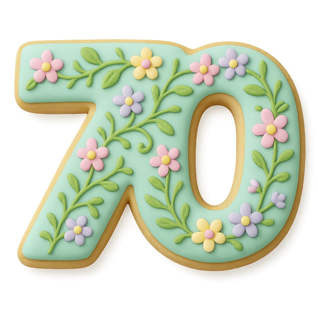 Number 70 Cookie Cutter (3x4") - Made in USA by Mighty Gadget - Perfect for 70th Birthdays and Anniversaries
