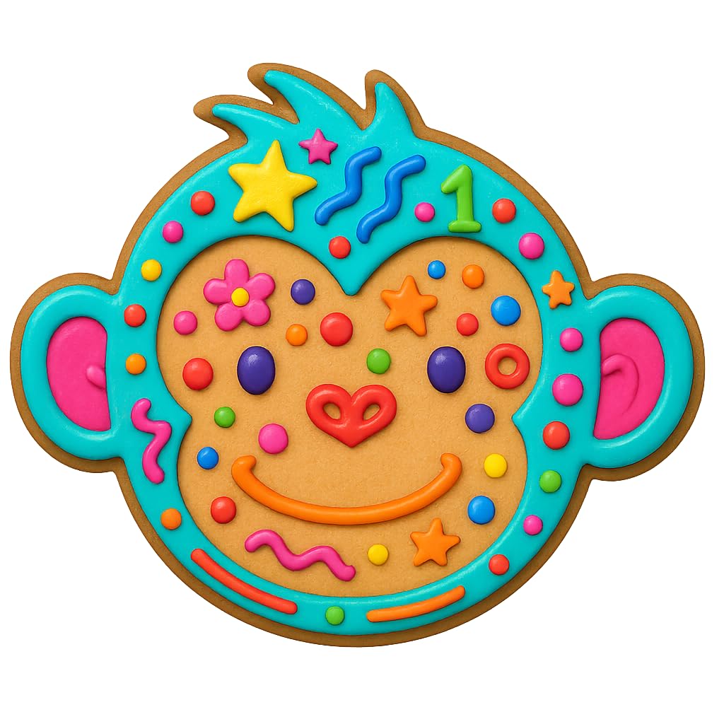 Mighty Gadget Cute Monkey Face Cookie Cutter & Stamp - 4x3.21", Adorable Animal Baking Tool for Kids and Jungle Parties (Random Color)