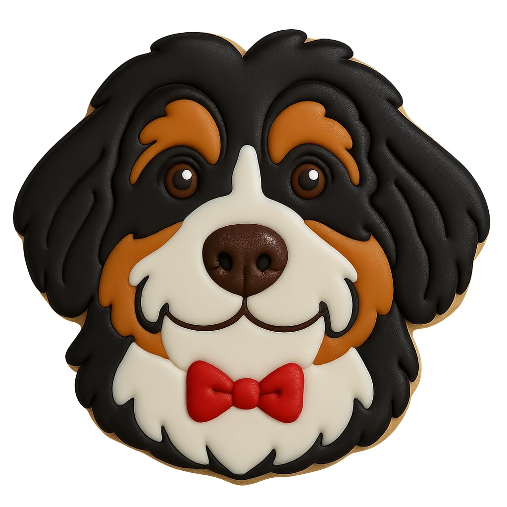 Mighty Gadget Bernedoodle Cookie Cutter and Stamp - 4x3.73", Detailed Doodle Dog Design for Fun Baking (Random Color)