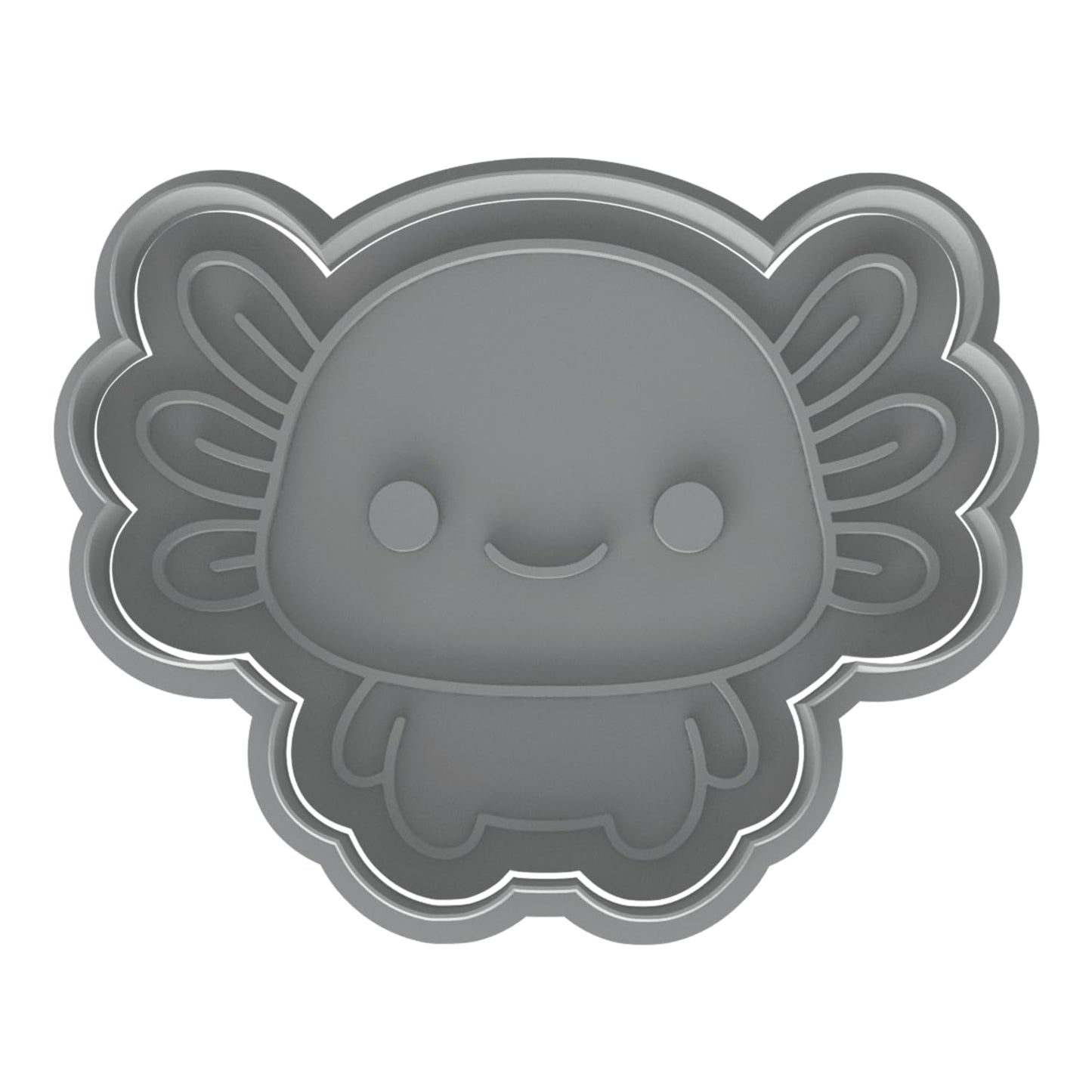 Baby Axolotl Cookie Cutter & Stamp 4x3" for Baking & Fondant Clay Embosser