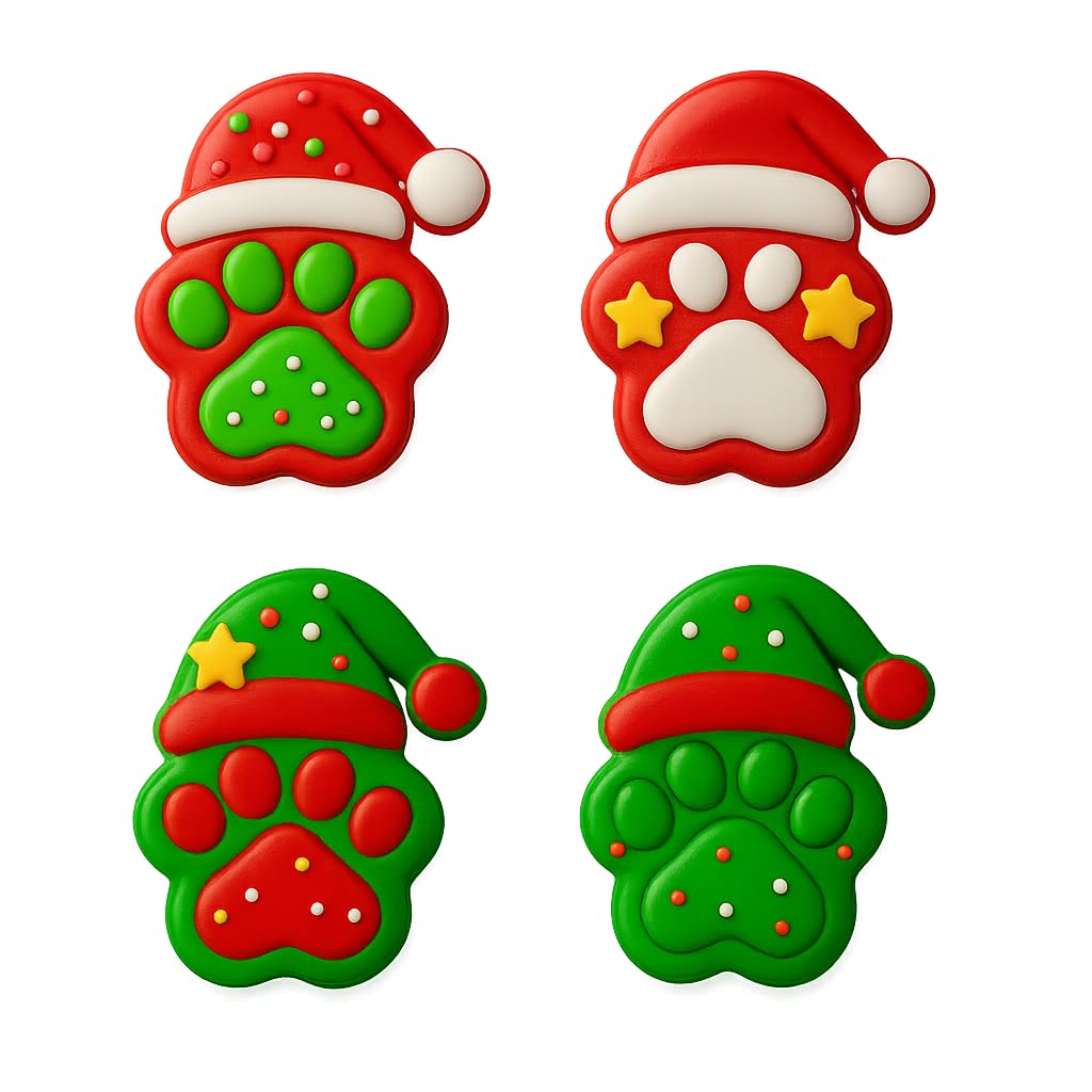 Mighty Gadget Paw with Santa Hat Cookie Cutter & Stamp - 4x3.2" Festive Fun for Holiday Baking (Random Color)