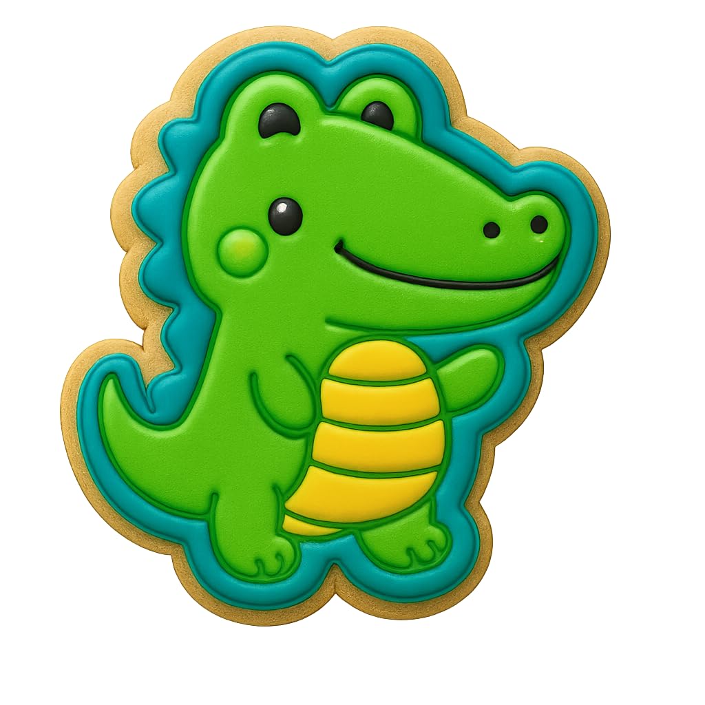 Kawaii Crocodile Cookie Cutter - 4x3.66" Fun Kids Baking Design