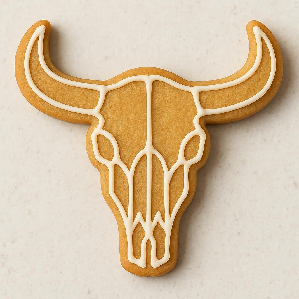 Western Cattle Skull Cookie Cutter & Stamp 4x3.9" for Baking & Fondant Clay