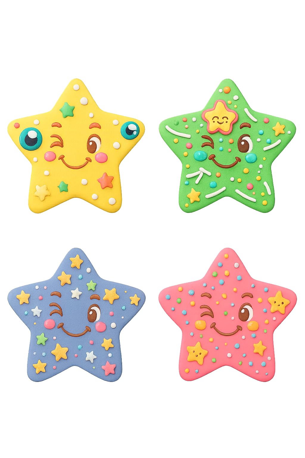 Winking Star Cookie Cutter & Stamp 4x3.8" for Baking Fondant Clay Embosser
