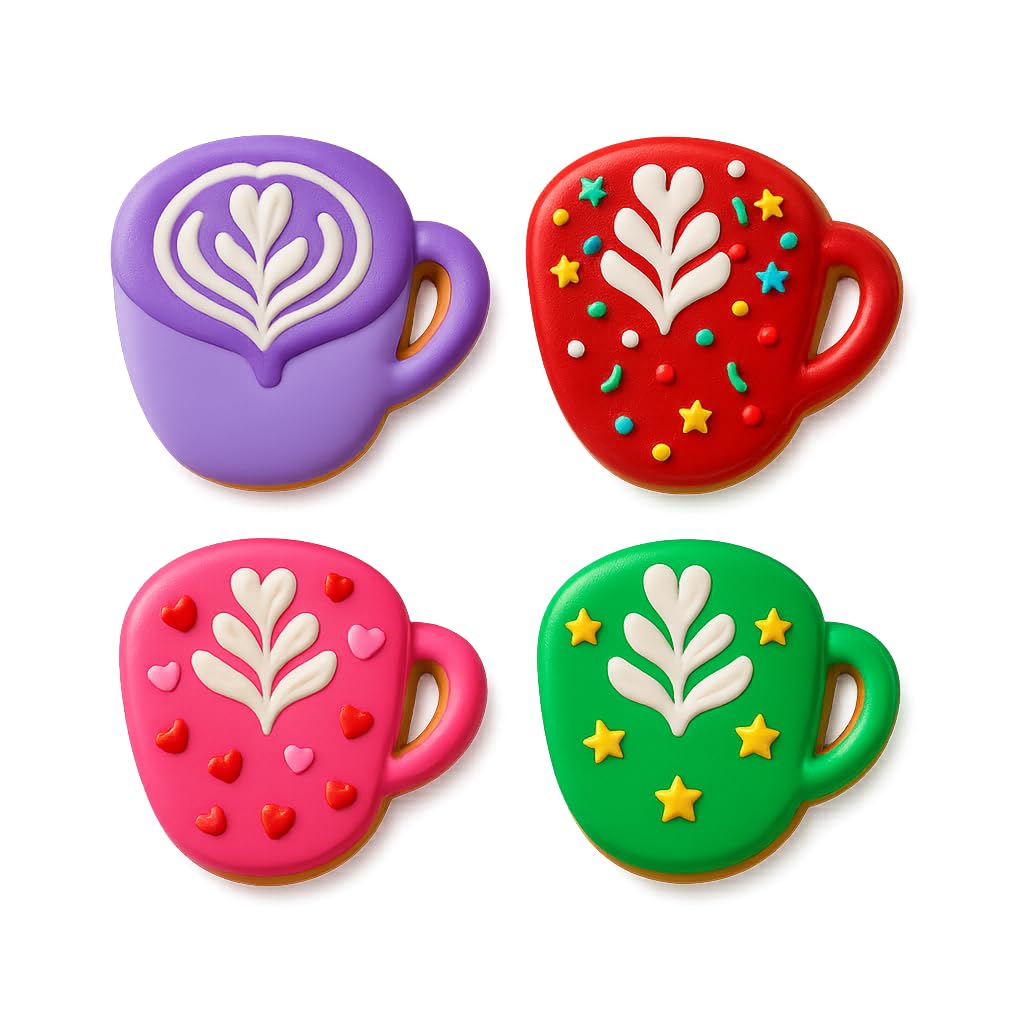 Mighty Gadget Latte Art Cup Cookie Cutter & Stamp - 4x3" Beautiful Design for Coffee Lovers (Random Color)