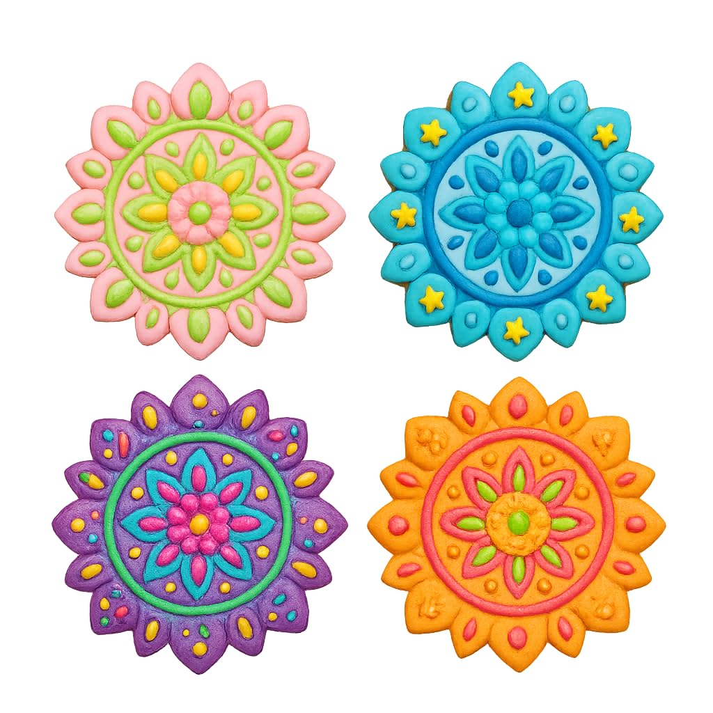 Floral Mandala Cookie Cutter & Stamp 4x4" for Baking Fondant Clay Embosser