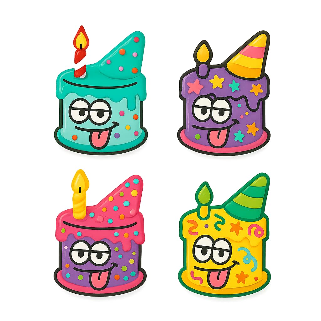 Silly Birthday Cake with Candle Cookie Cutter & Stamp 4x3" for Baking & Fondant