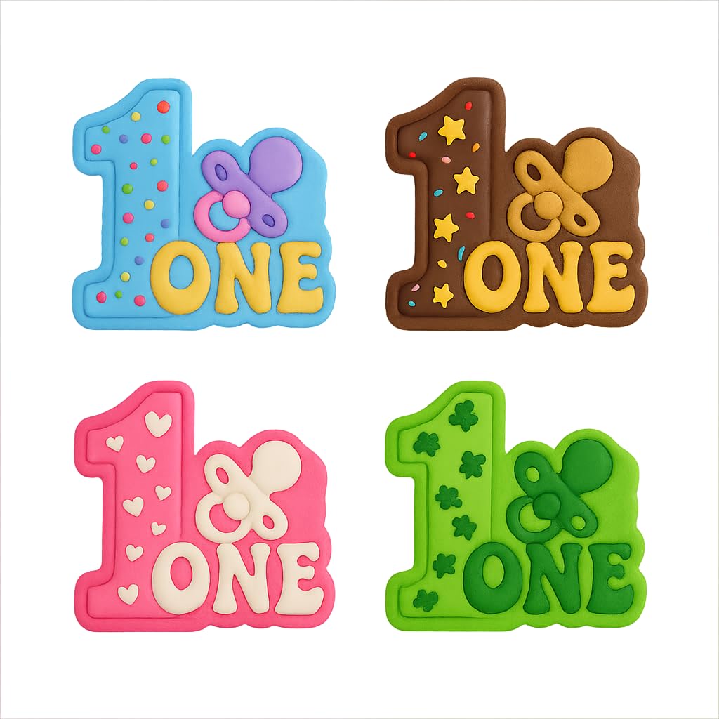 Mighty Gadget First Birthday Pacifier Cookie Cutter & Stamp - 4x3" Cute Addition for Baby Showers (Random Color)