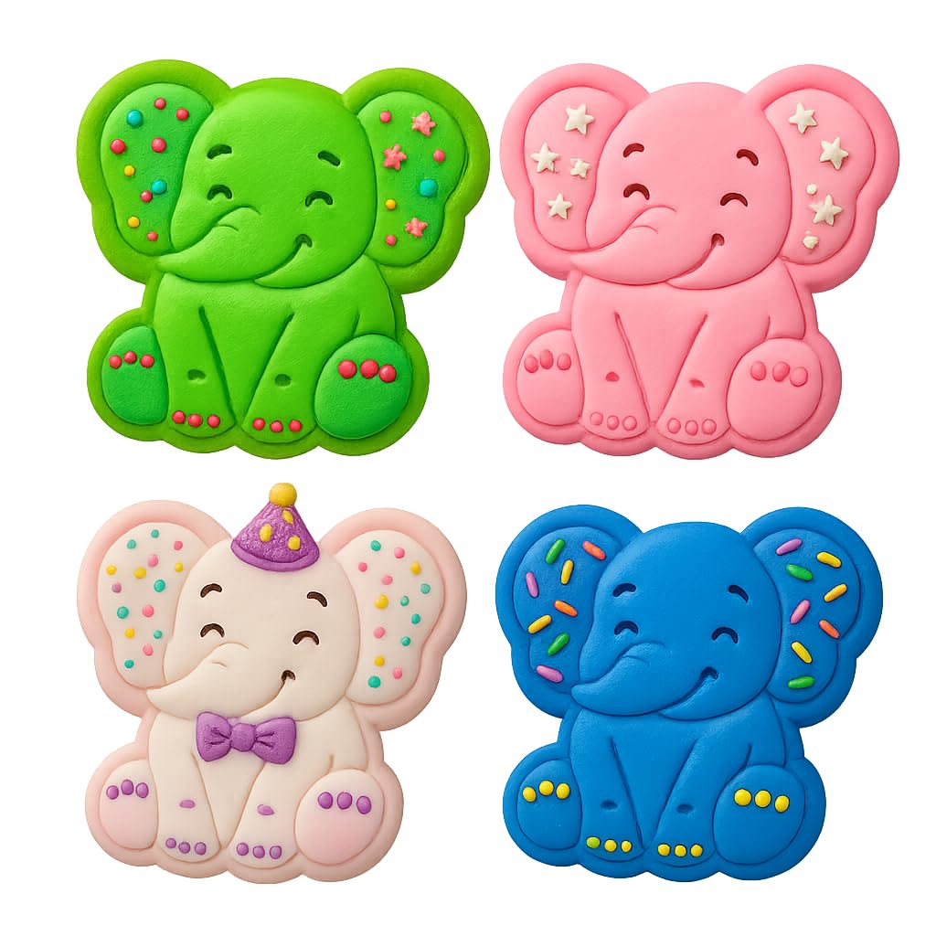 Kawaii Baby Elephant Cookie Cutter - 4x3.75" Premium Kids Party Baking Tool