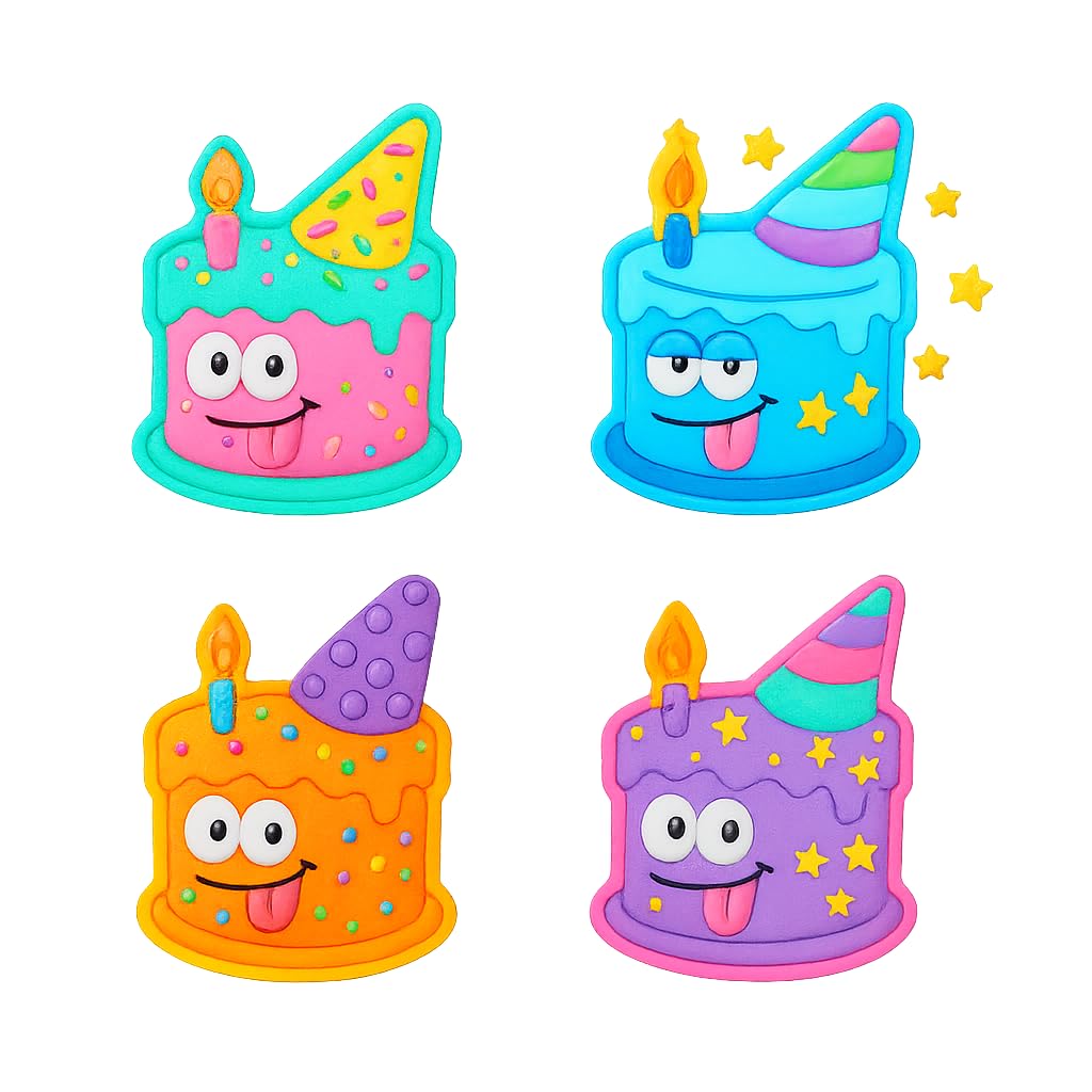 Silly Birthday Cake with Candle Cookie Cutter & Stamp 4x3" for Baking & Fondant