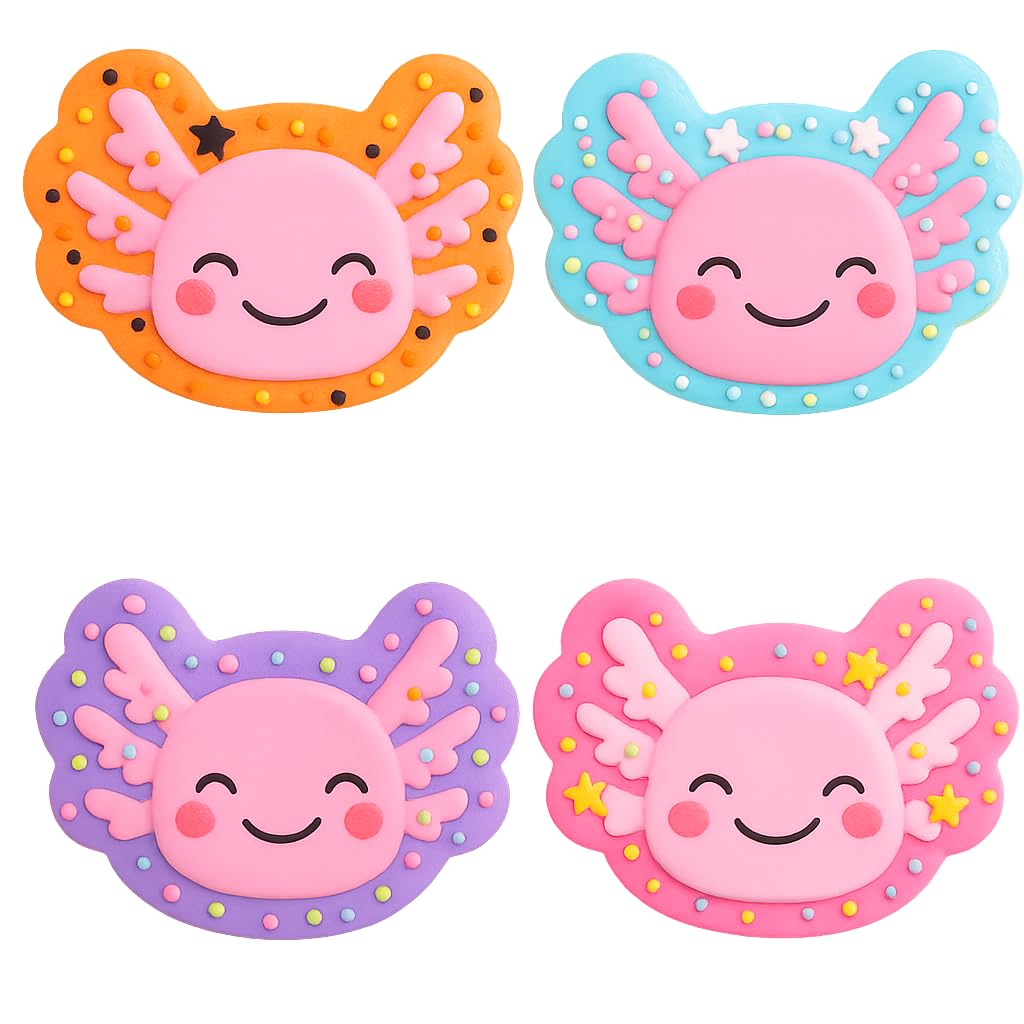 Kawaii Axolotl Head Cookie Cutter & Stamp 4x2.79" for Baking Fondant Clay Gifts