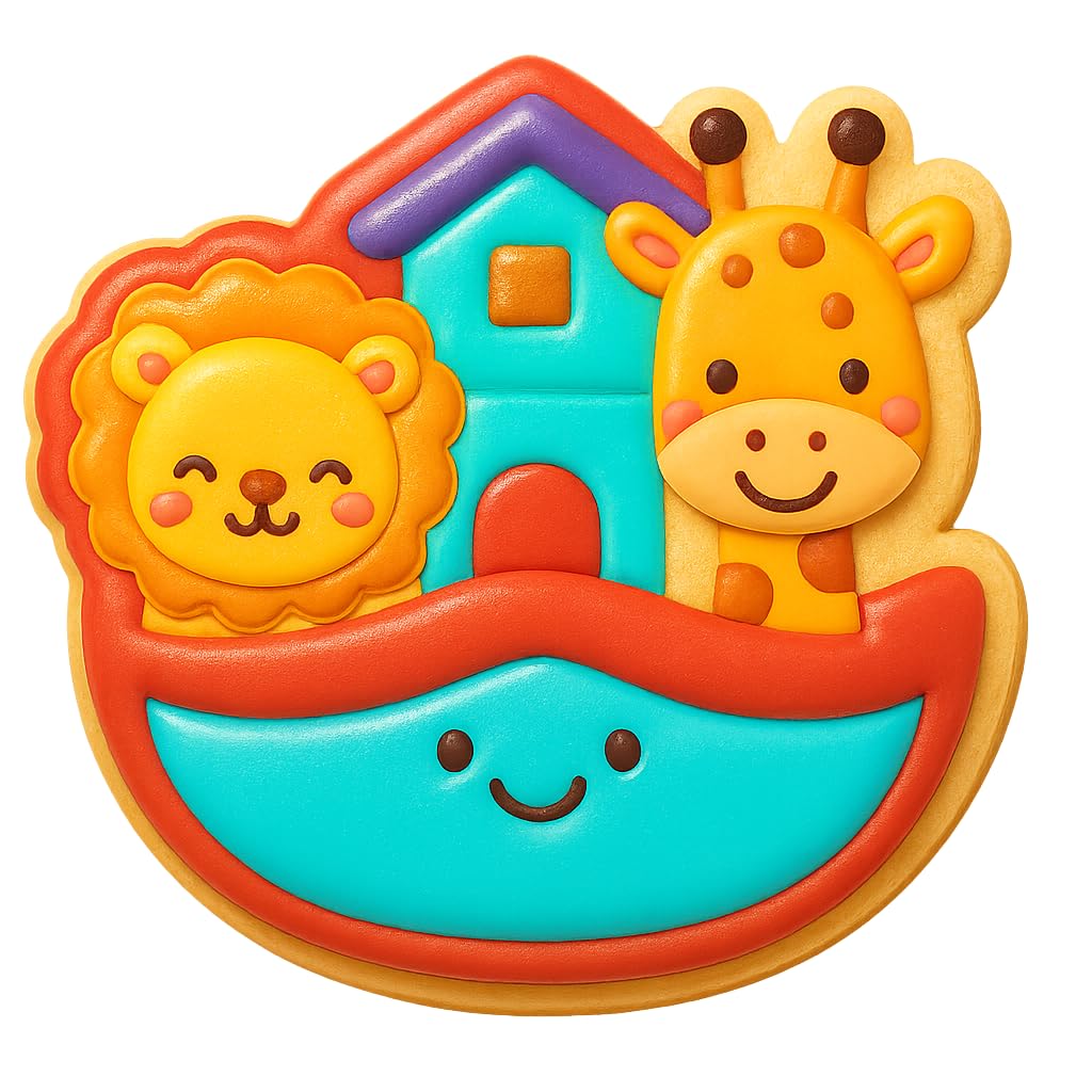 Kawaii Noah's Ark Cookie Cutter - 4x3.8" Fun Animal Birthday Baking