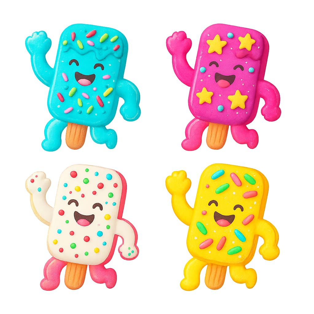 Happy Dancing Popsicle Cookie Cutter & Stamp 4x3.6" for Baking & Fondant Clay