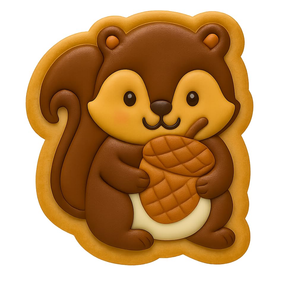 Adorable Squirrel w/ Pinecone Cookie Cutter - 4x3.48" Kids Party Set