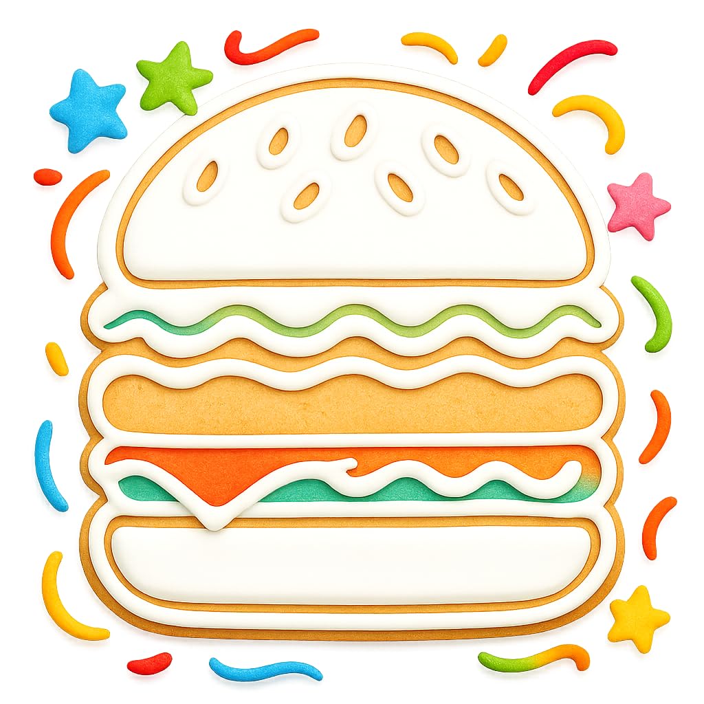 Mighty Gadget Hamburger Cookie Cutter & Stamp - 4x3.79" Burger Lovers Baking Tool (Random Color)