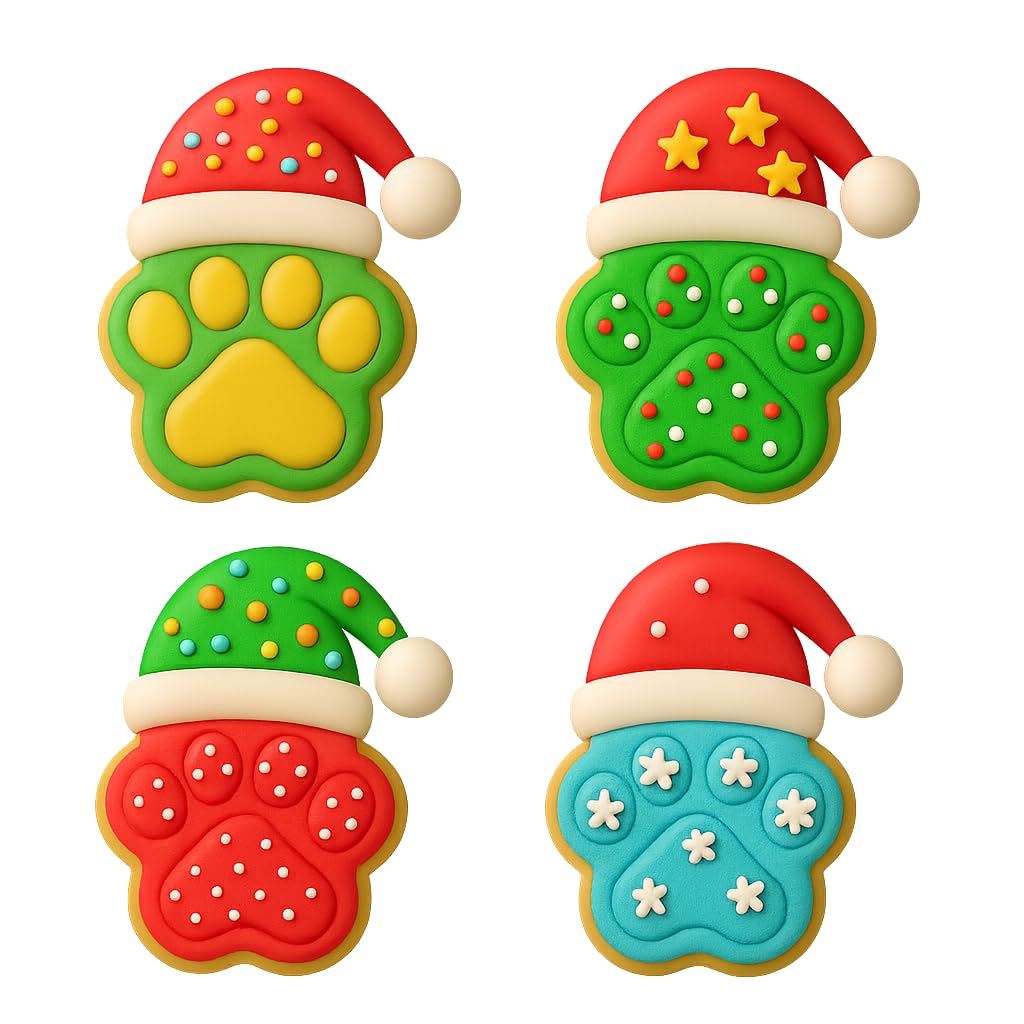 Mighty Gadget Paw with Santa Hat Cookie Cutter & Stamp - 4x3.2" Festive Fun for Holiday Baking (Random Color)