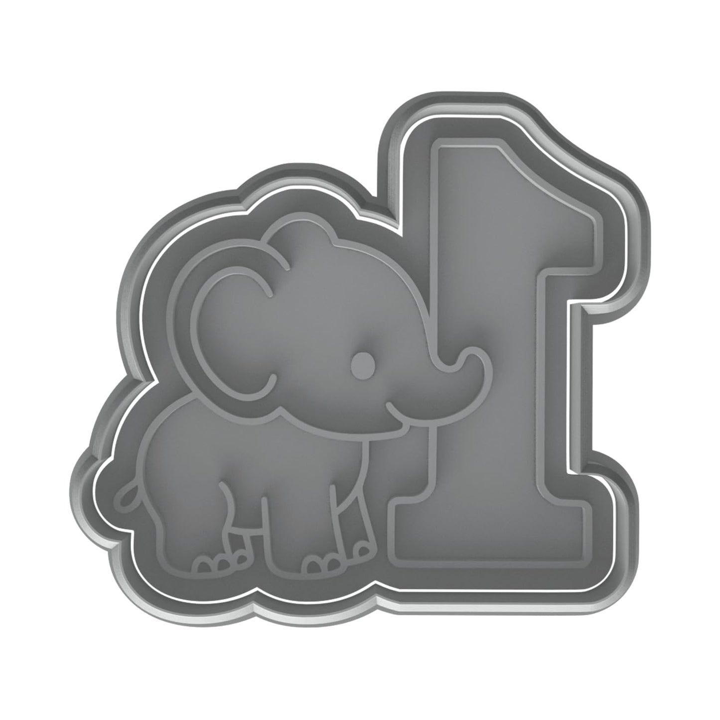 Mighty Gadget Baby Elephant and Number One Cookie Cutter & Stamp - 4x3.5" Fun for One Year Old Celebrations (Random Color)