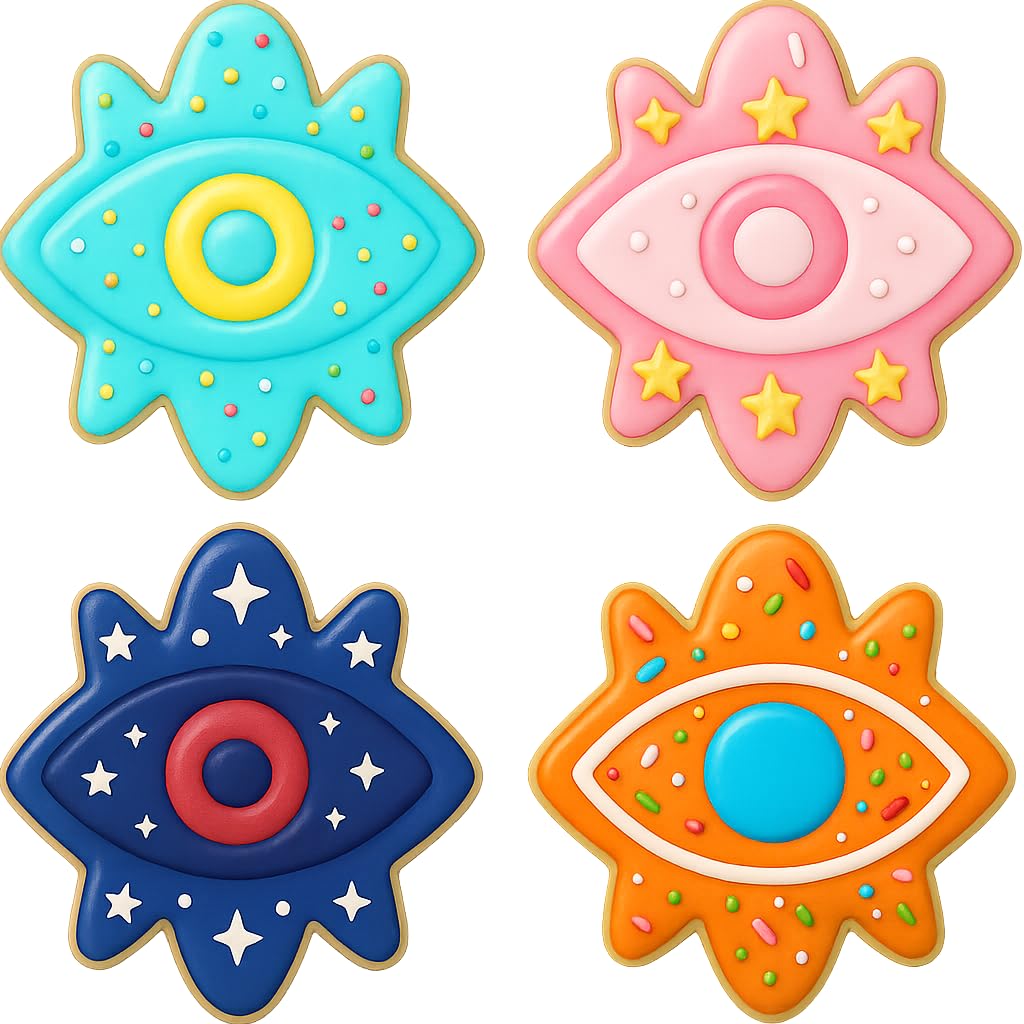 Mighty Gadget Evil Eye Cookie Cutter & Stamp - 4x3.2" Unique Charm for Spiritual Baking (Random Color)