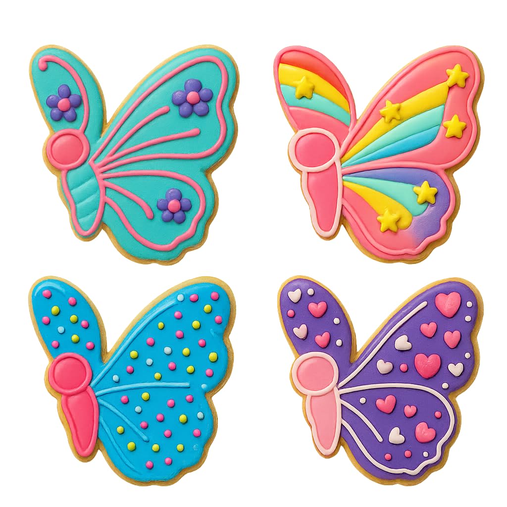 Mighty Gadget Side Butterfly Cookie Cutter & Stamp - 4x3.9" Elegant Design for Nature Lovers Baking (Random Color)
