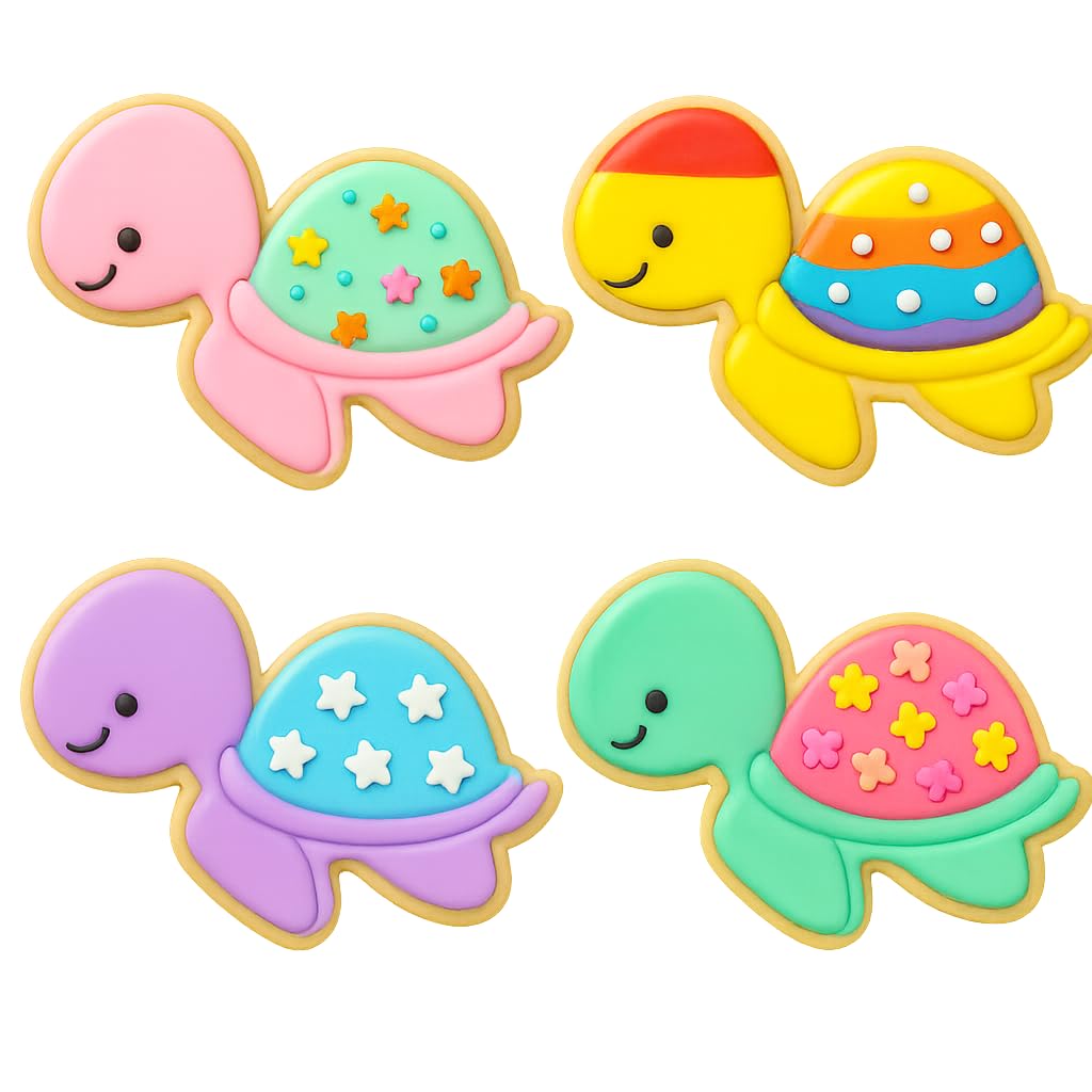 Mighty Gadget Baby Cartoon Turtle Cookie Cutter & Stamp - 4x2.8" Cute Design for Kids' Parties (Random Color)