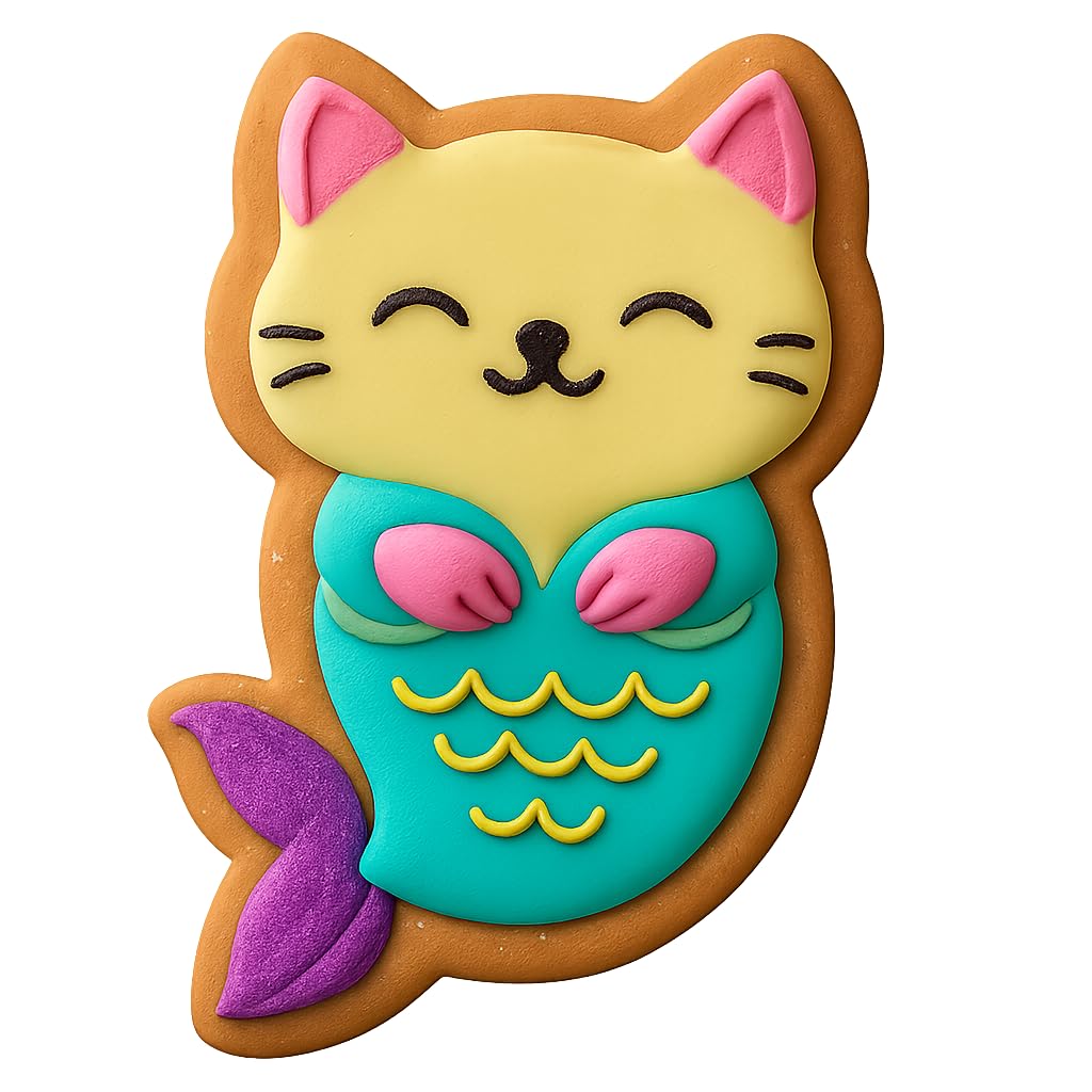 Mermaid Kitten Cookie Cutter - 4x2.5" Fun Creative Baking Design