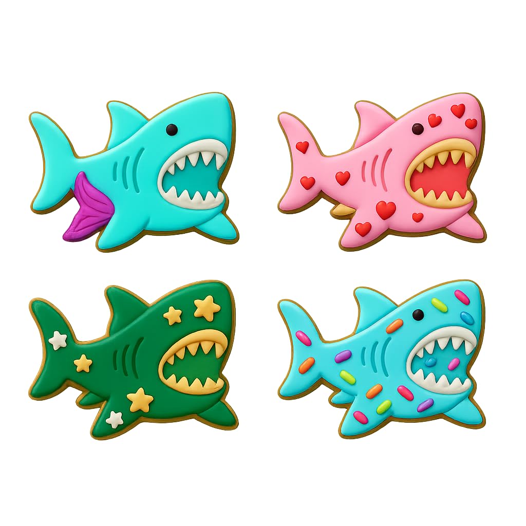 Mighty Gadget Shark Attack Cookie Cutter & Stamp - 4x2.5" Exciting Crafting for Shark Week Desserts (Random Color)