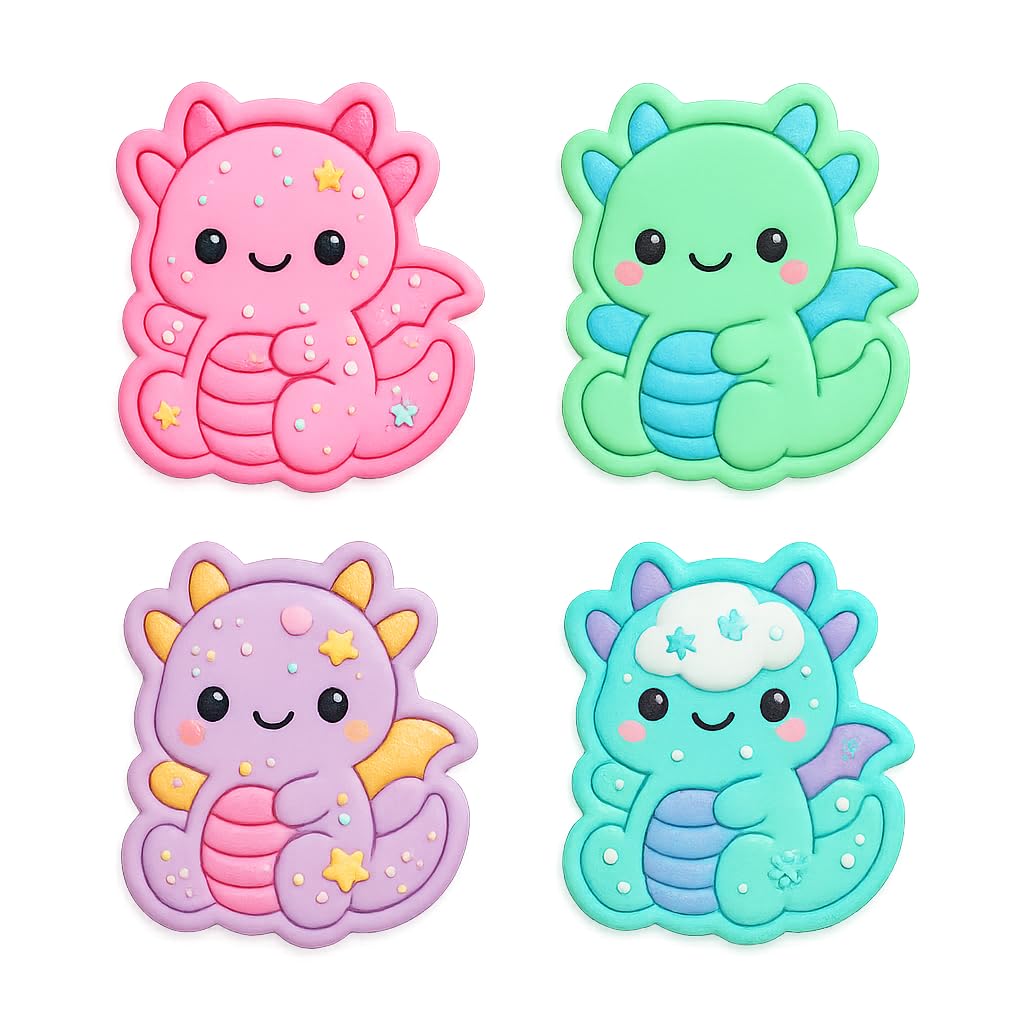 Kawaii Baby Dragon Cookie Cutter - 4x3.49" Fun Kids Baking Design
