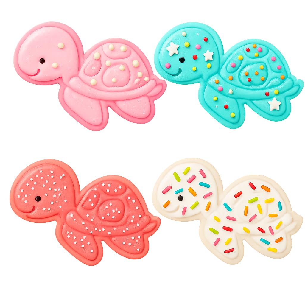 Mighty Gadget Baby Cartoon Turtle Cookie Cutter & Stamp - 4x2.8" Cute Design for Kids' Parties (Random Color)