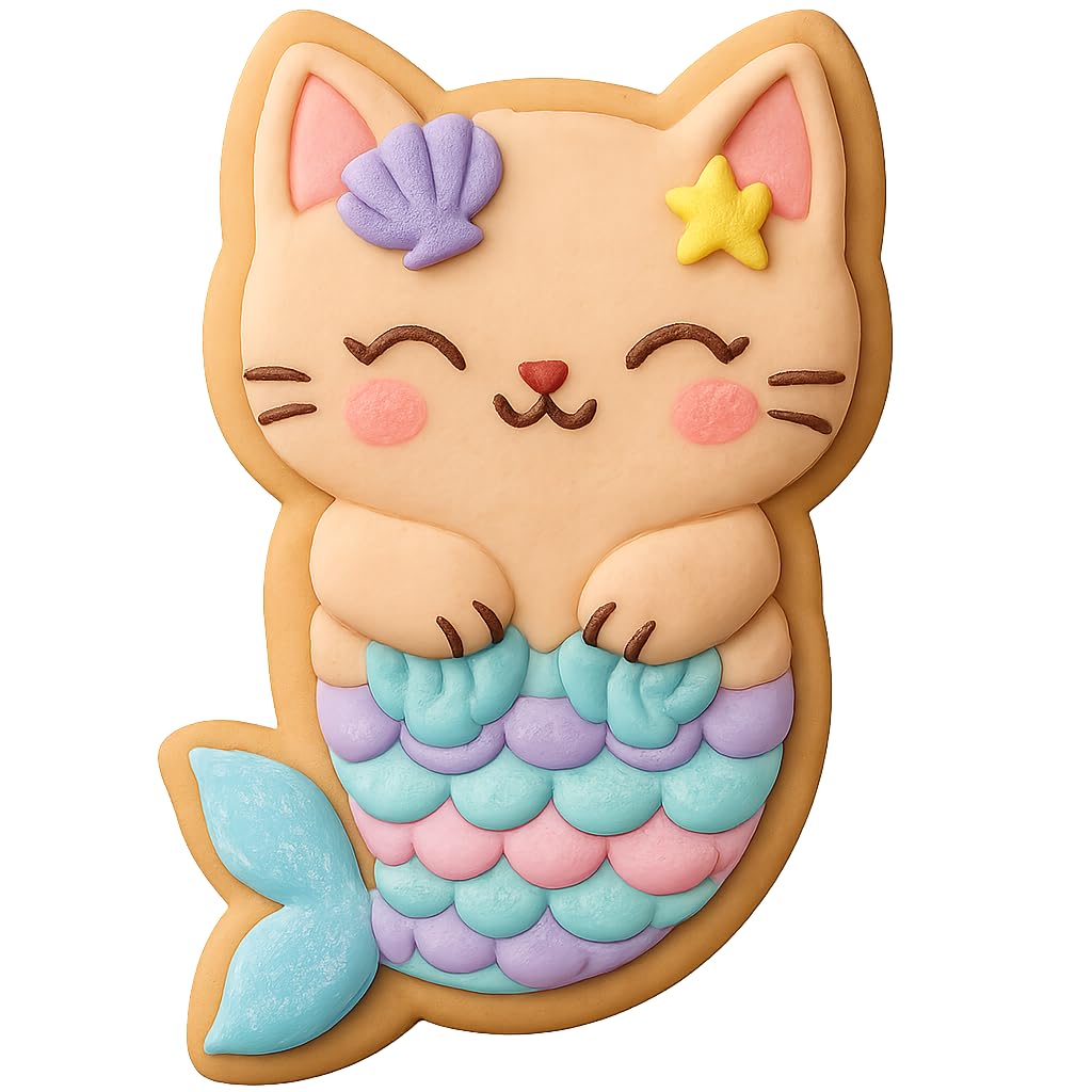 Mermaid Kitten Cookie Cutter - 4x2.5" Fun Creative Baking Design
