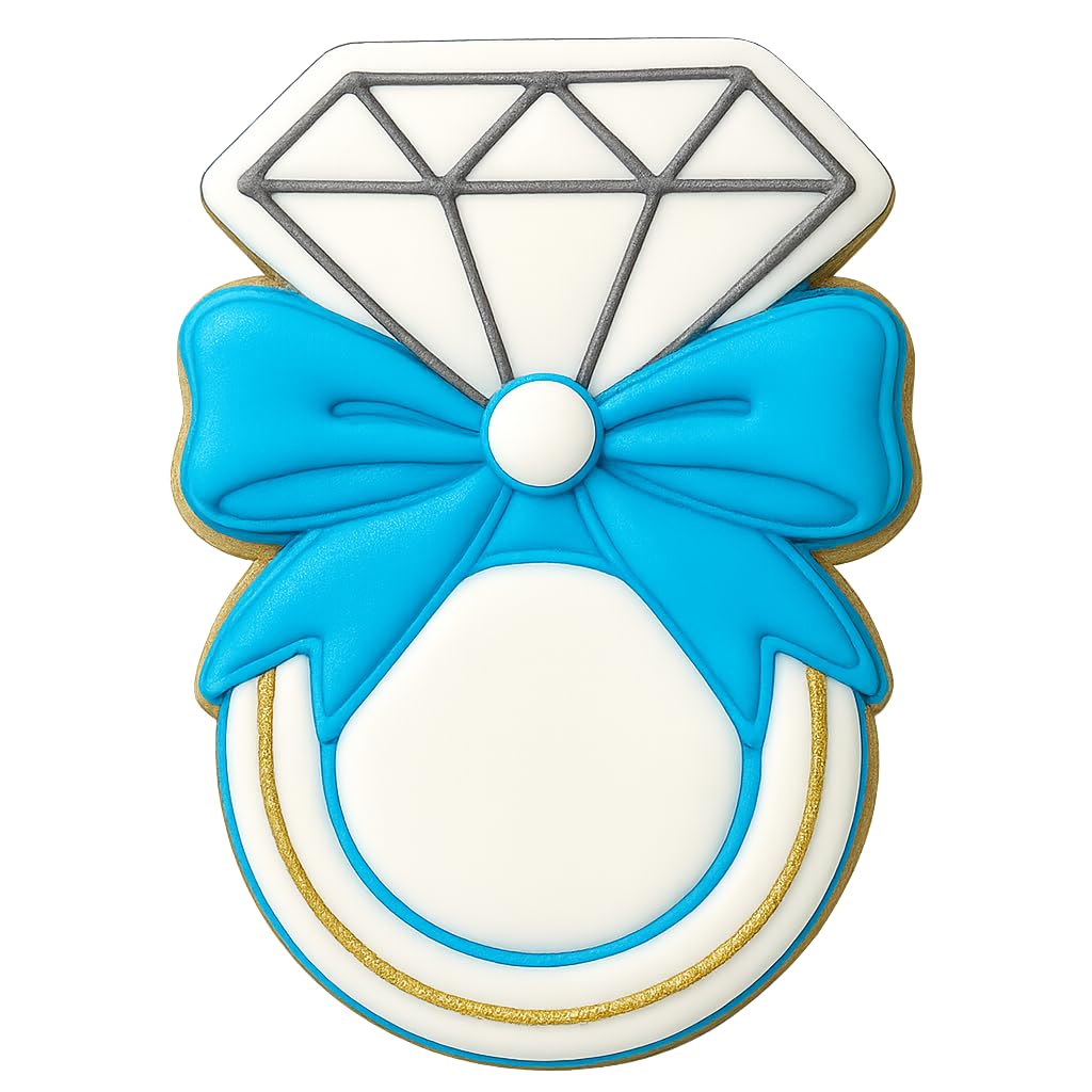 Elegant Diamond Ring with Ribbon Cookie Cutter - 4x3" Wedding Baking Fun