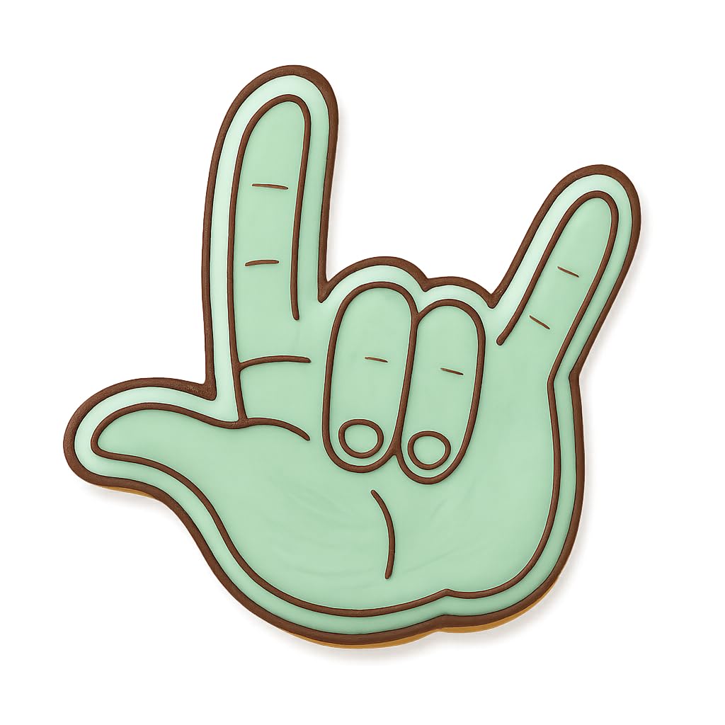 Mighty Gadget I Love You Hand Sign Cookie Cutter - 4x3.8" ASL Love Gesture Baking Mold (Random Color)