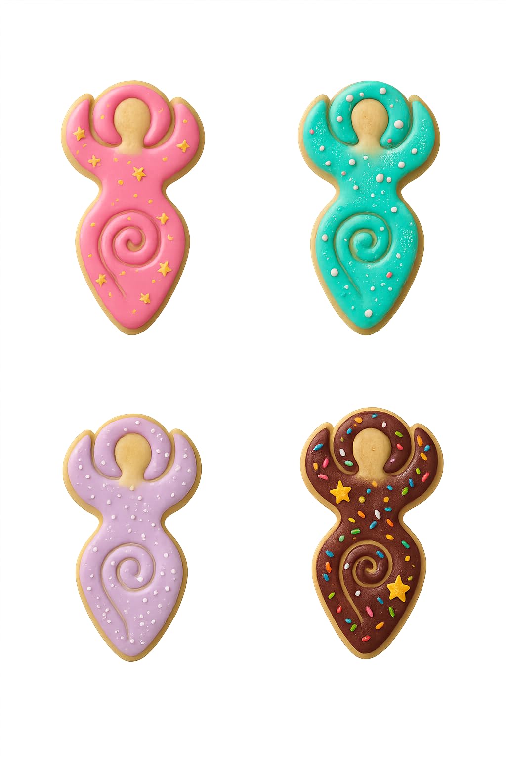 Mighty Gadget Spiral Goddess Cookie Cutter & Stamp - 4x2.5" Whimsical Design for Mystical Baking (Random Color)