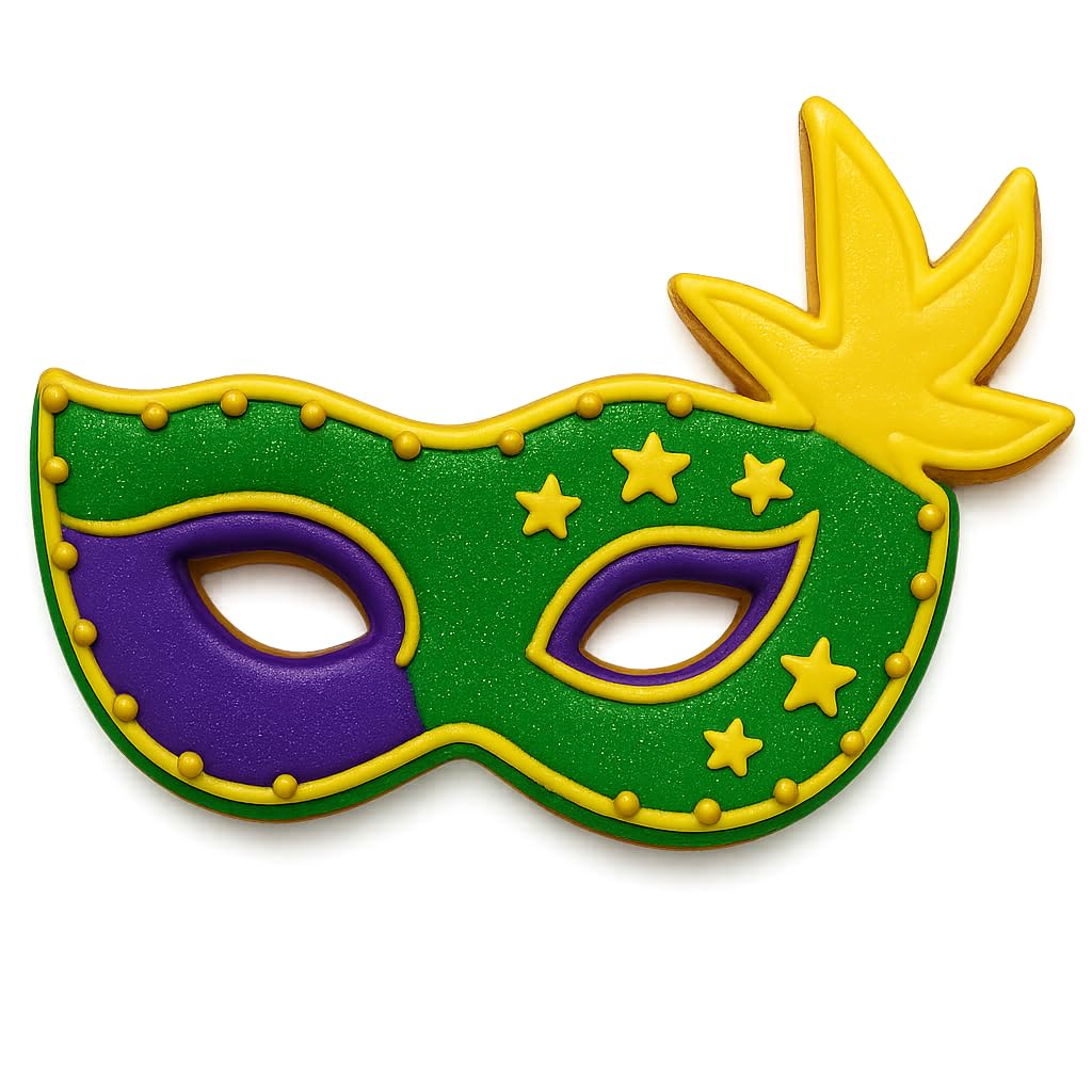 Mighty Gadget Mardi Gras Masquerade Mask Cookie Cutter (Green) - 5.5x3.5 Inches, Festive Carnival Baking Tool for Party Treats