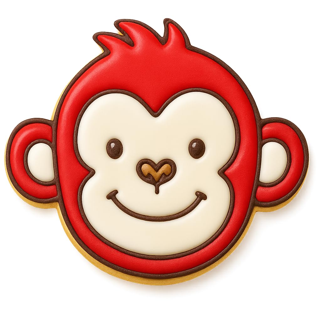 Mighty Gadget Cute Monkey Face Cookie Cutter & Stamp - 4x3.21", Adorable Animal Baking Tool for Kids and Jungle Parties (Random Color)