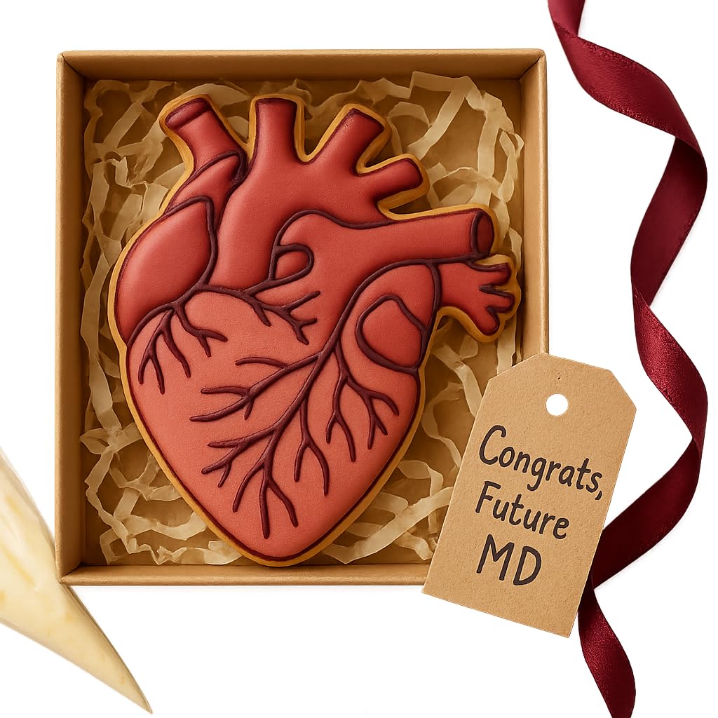 Mighty Gadget Anatomical Human Heart Cookie Cutter & Stamp - 4x3.48", Realistic Medical Design for Science Lovers (Random Color)